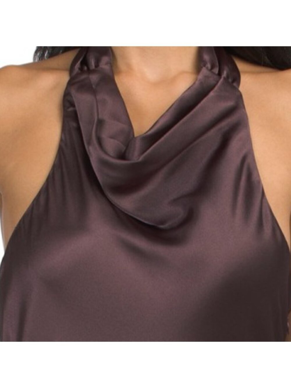 BETSY & ADAM Made In Usa High Neck Satin Gown - Picture 3 of 3